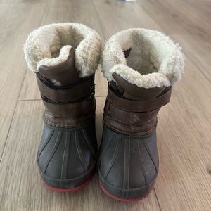 Cozy Brown and Gray Kids Boots